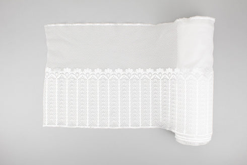 White Wide Stretch Lingerie Lace Trim for Girdles 12.25 inches width by the yard SLT00223